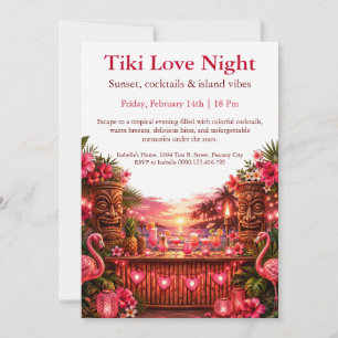 Convite de Festa Tiki Pink Paradise Cocktail
