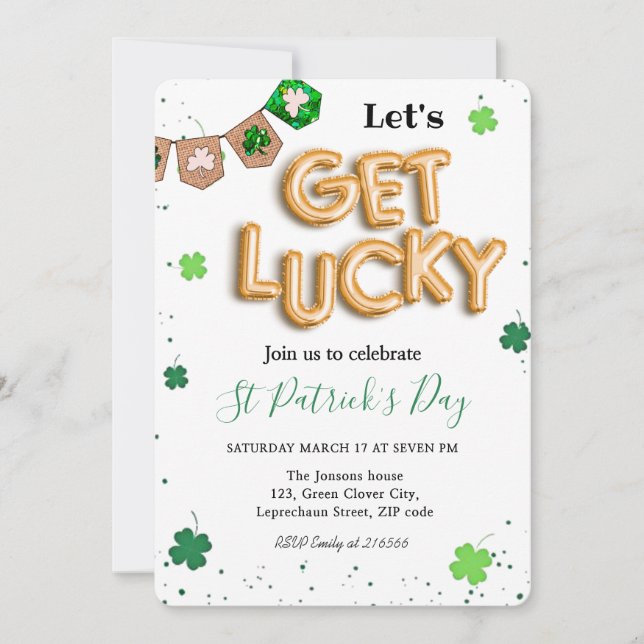 Convite de festa verde do dia de São Patrício (Frente)