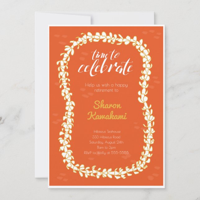 Convite de Festa Vermelho do Havaí (Frente)