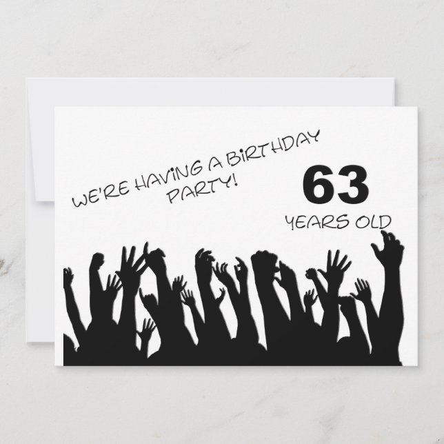 convite de festas 63rdh com multidões de aplausos (Frente)