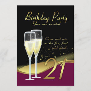 Convite de festas à moda do aniversário de 21 an