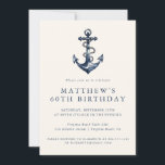 Convite de festas Adulto de Âncora Náutica Elegant<br><div class="desc">Modelo de Convite de festas de Adulto de Âncora Náutica Elegante em azul-Marinho clássico.</div>