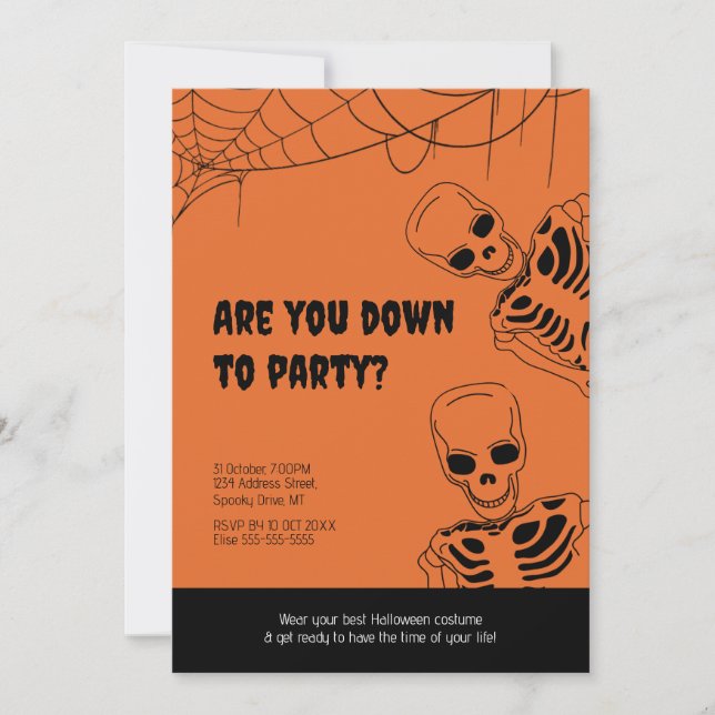 Convite de festas Adulto do Skeleton Halloween (Frente)