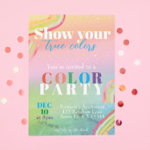 Convite de festas Adulto do Tema de Cor