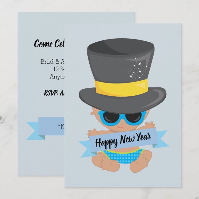 Convite de festas amigável do miúdo do ano novo do (Frente/Verso)