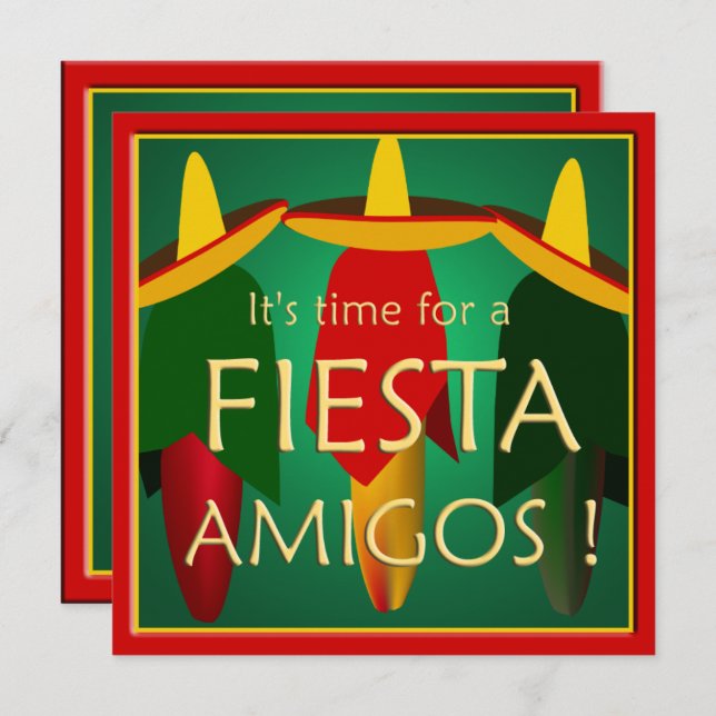Convite de festas Amigos Fiesta (Frente/Verso)