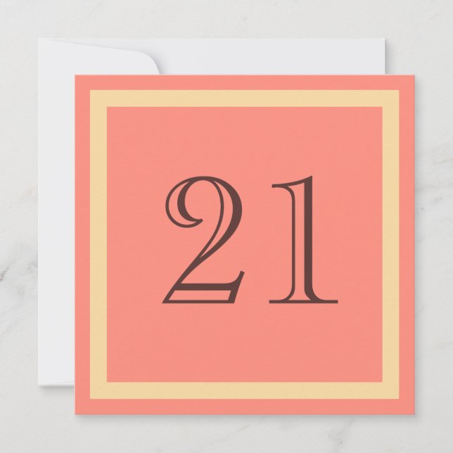 convite de festas aniversário de 21 anos - Coral S (Frente)