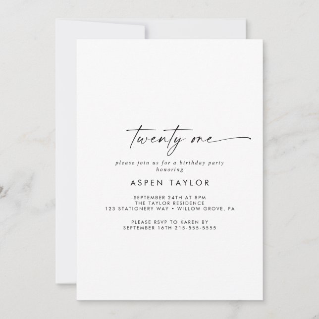 Convite de festas aniversário de 21 anos de Script (Frente)