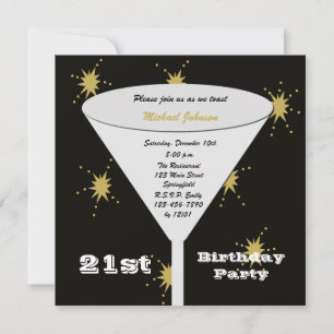 Convite de festas aniversário de 21 anos Dourado 