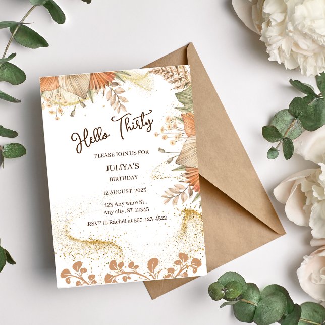 Convite de festas aniversário de 30 anos boêmico (Criador carregado)