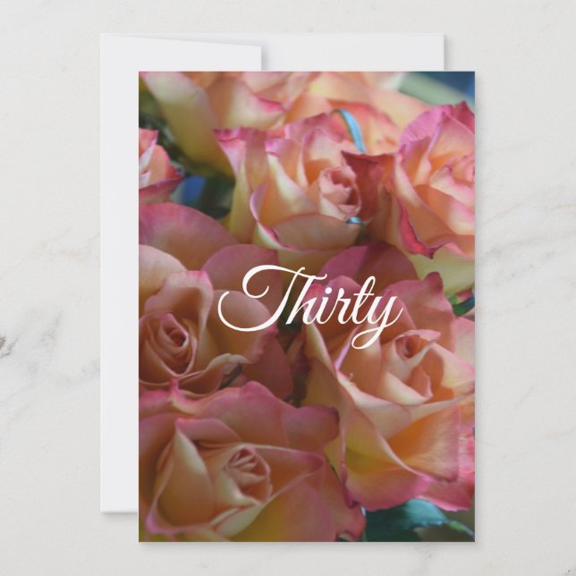 Convite de festas aniversário de 30 anos de 3 Rosa (Verso)