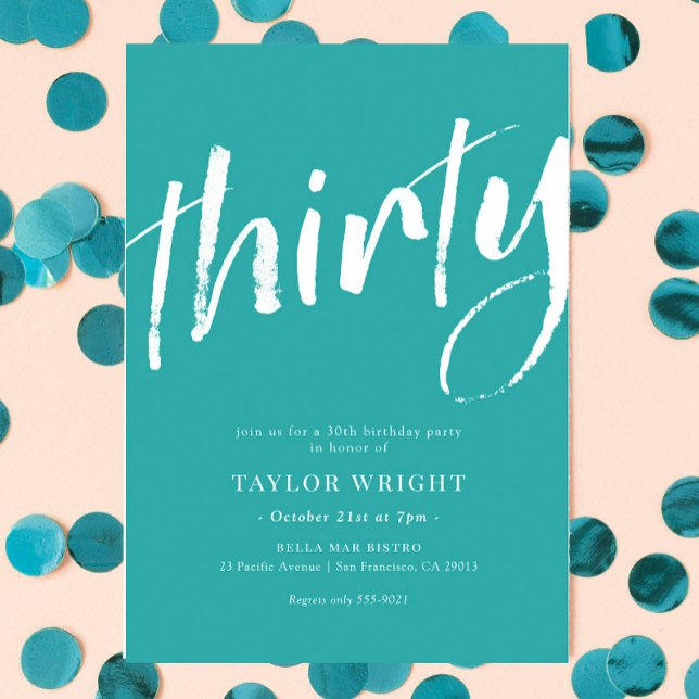 Convite de festas aniversário de 30 anos Moderno E (Criador carregado)