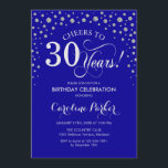 Convite de festas aniversário de 30 anos - Prata A<br><div class="desc">Convite de festas aniversário de 30 anos. Design elegante com prata brilhante falso e azul real. Saúde para 30 anos! Envie-me uma mensagem se precisar de mais personalização.</div>