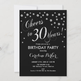 Convite de festas aniversário de 30 anos - Preto p