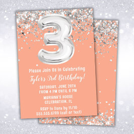 Convite de festas aniversário de 3 anos de prensas