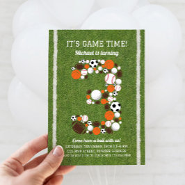 Convite de festas aniversário de 3 anos desportivo