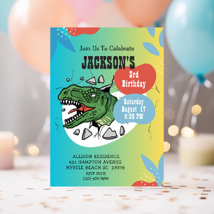 Convite de festas aniversário de 3 anos Dinossauro