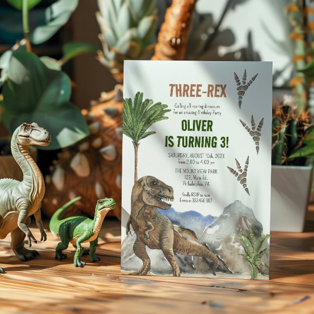 Convite de festas aniversário de 3 anos do Dinossa (Criador carregado)