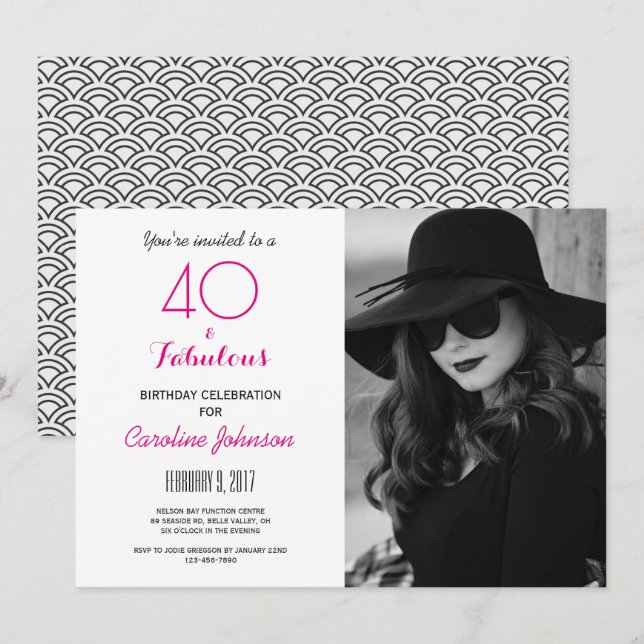 Convite de festas aniversário de 40 anos - 40 e fa (Frente/Verso)