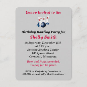 Convite de festas aniversário de 40 anos Boliche