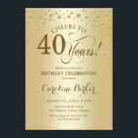 CONVITE DE FESTAS ANIVERSÁRIO DE 40 ANOS - DOURADO<br><div class="desc">Convite de festas aniversário de 40 anos. Design elegante com ouro falso brilhante. Saúde para 40 anos! Envie-me uma mensagem se precisar de mais personalização.</div>