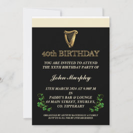 Convite de festas aniversário de 40 anos irlandês