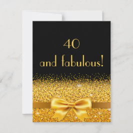 convite de festas aniversário de 40 anos preto com