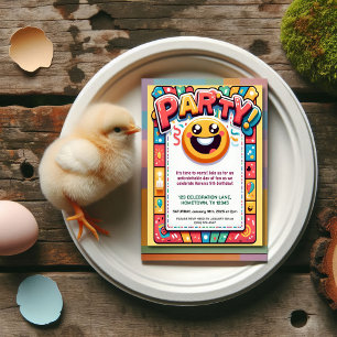 Convite de festas Aniversário de criança colorido