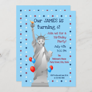 Convite de festas Aniversário do Quarto de Julho