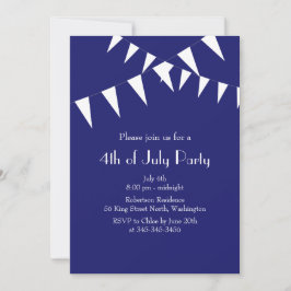 Convite de festas Azul de 4 de julho