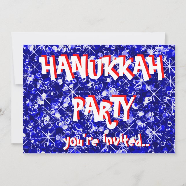 convite de festas azul de Hanukkah (Frente)