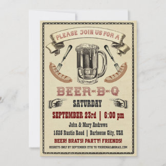 Convite de festas Beer-B-Q