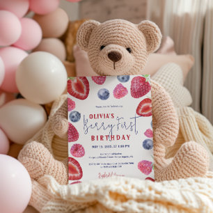 Convite de festas Berry First Birthday Berries