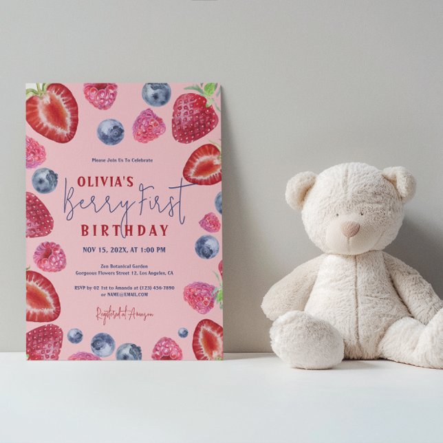 Convite de festas Berry First Birthday Berries (Criador carregado)
