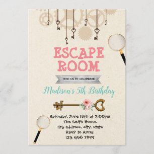 Convite de festas bonito da sala do escape da