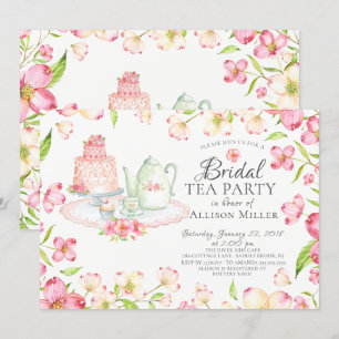 Convite de festas bonito de Chá Floral Bridal Rosa