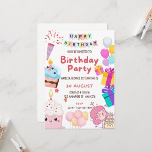 Convite de festas bonito do Aniversário de criança