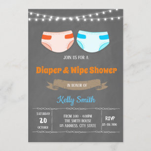 Convite de festas bonito do chá da fralda