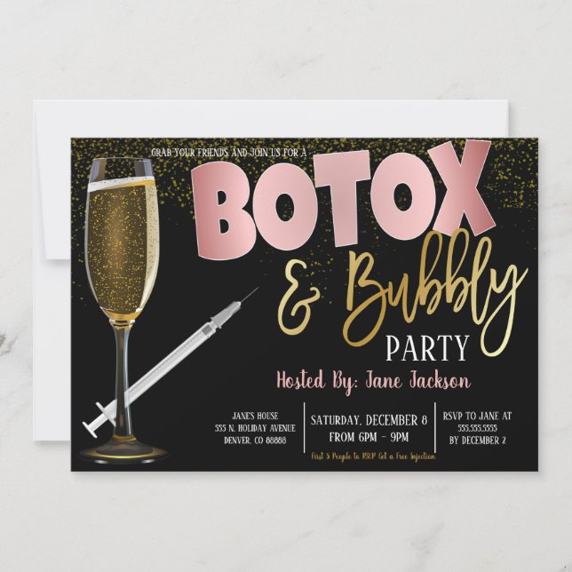 Convite de festas Botox e Bubble (Frente)