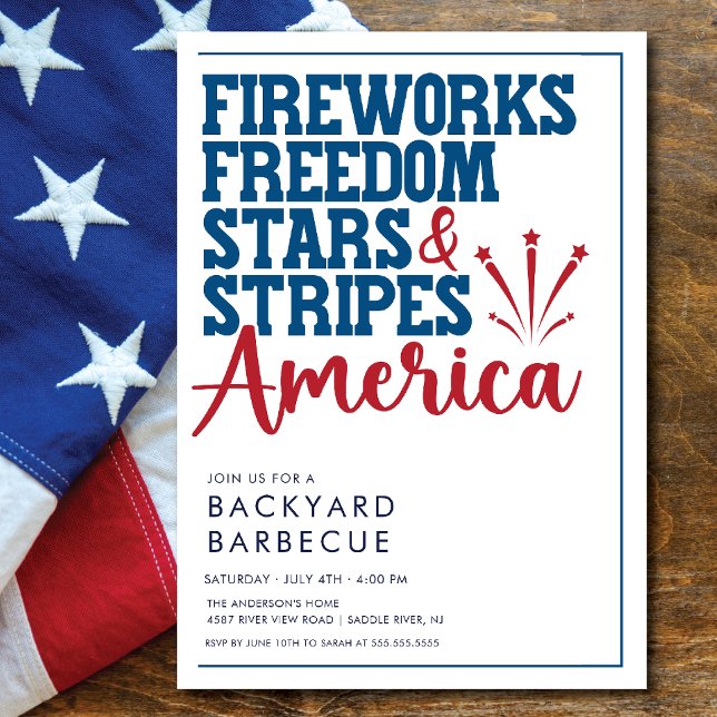 Convite de festas branco vermelho e CHURRASCO azul (Criador carregado)