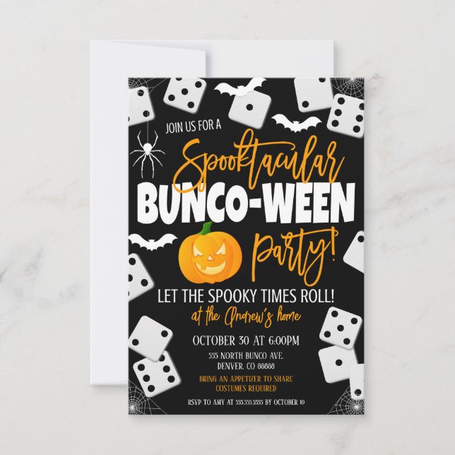 Convite de festas Bunco Halloween (Frente)