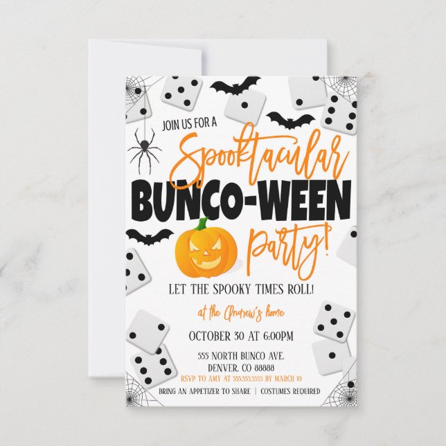 Convite de festas Bunco Halloween (Frente)