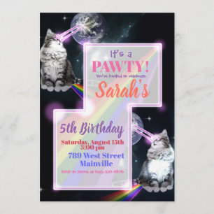 Convite de festas Cat Laser e Rainbow