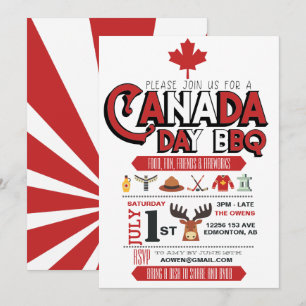 Convite de festas CHURRASCO no dia do Canadá