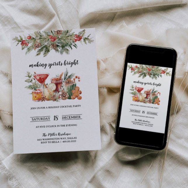 Convite de festas Cocktail de Natal (Criador carregado)