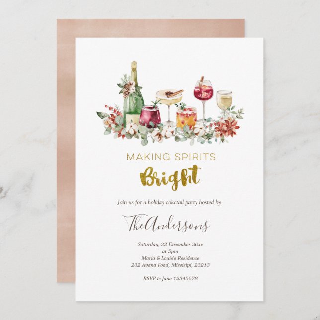 Convite de festas Cocktail Natal (Frente/Verso)