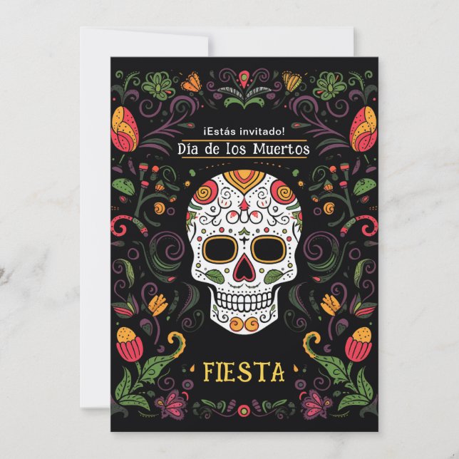💀 🎉 Convite de festas Colorida Día de Muertos (Frente)