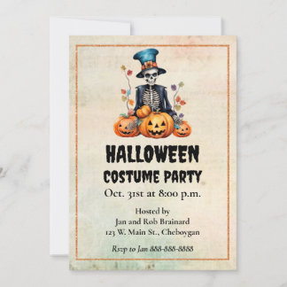 Convite de festas Colorido de Esqueleto de Hallowe