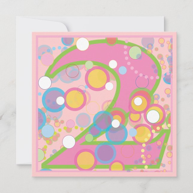 Convite de festas colorido do segundo aniversário (Frente)