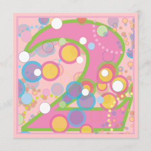 Convite de festas colorido do segundo aniversário